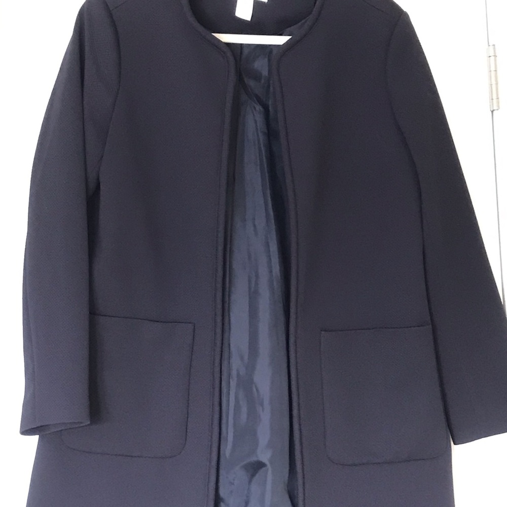 H&M Navy Long Pocketed Jacket